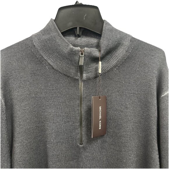 Michael Kors Men’s X-Large Sweater Half Zip Ash 100% Extrafine Merino Wool - Picture 3 of 10